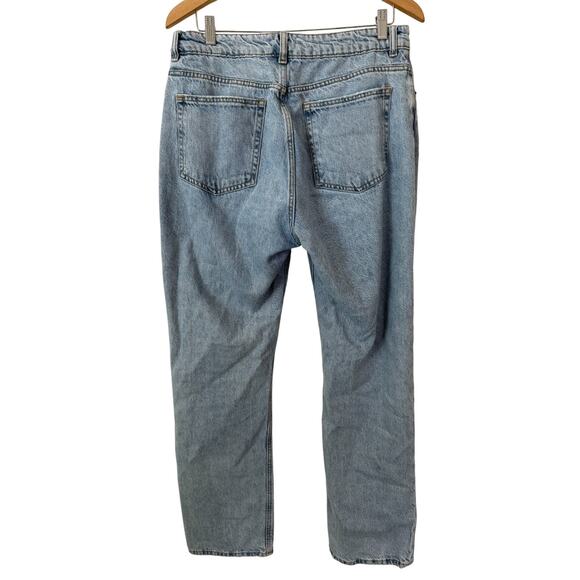 H&M Light Wash High Rise 100% Cotton Straight Denim Jeans Inseam 32" Size 12 - Picture 2 of 6